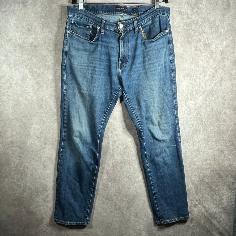 Lucky Brand 121‎ Slim Straight Jeans Mens Size 34X32 Blue Medium Wash Denim